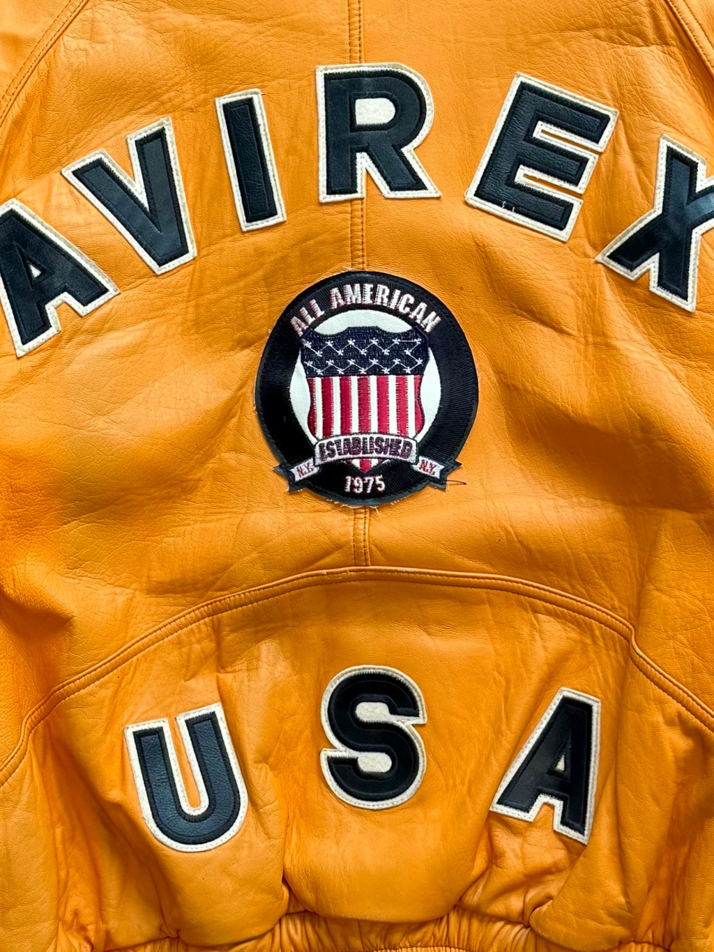 Vintage Avirex USA Orange Leather Jacket