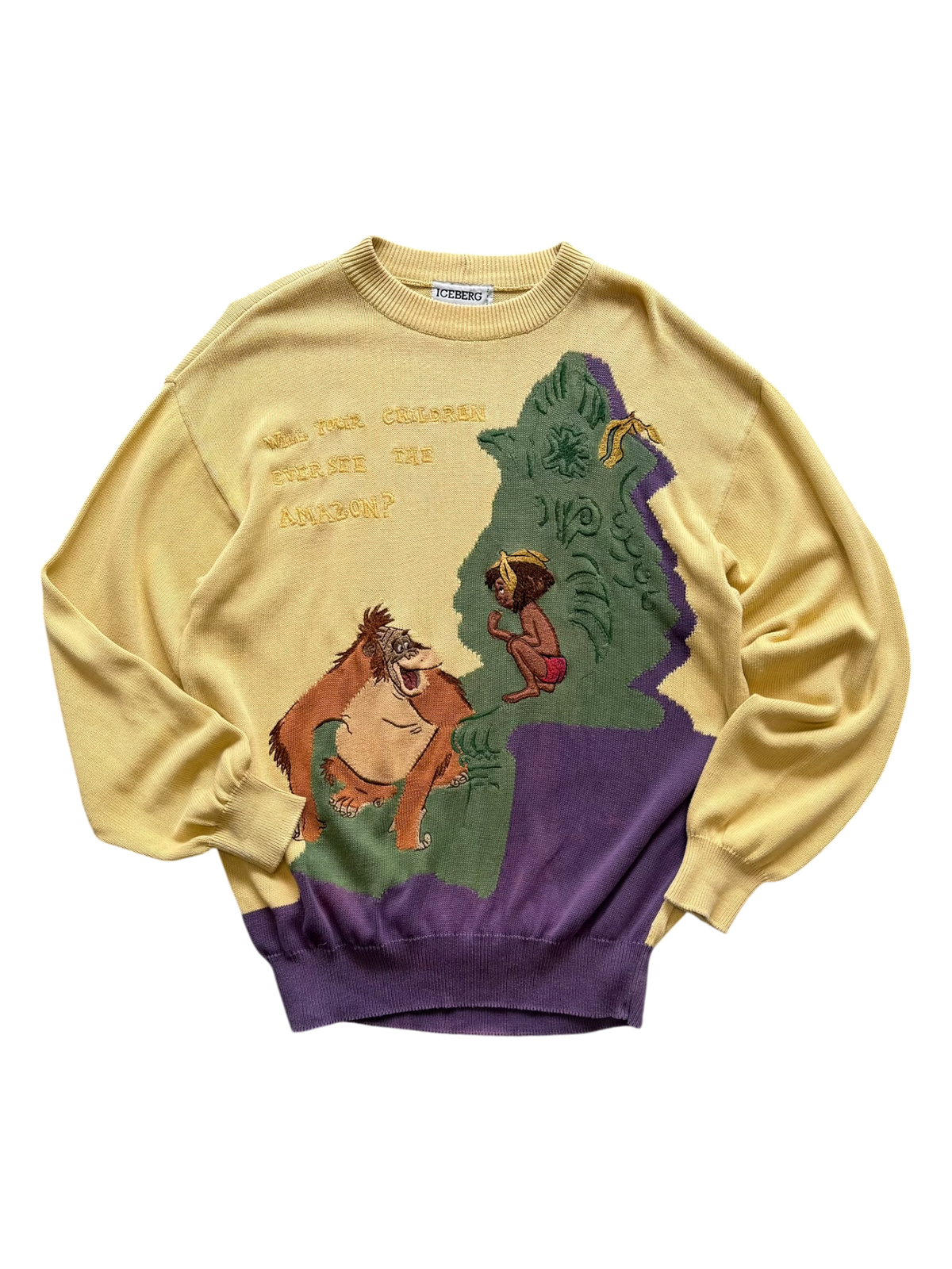 RARE 90s Iceberg Jeans Jungle Book Knitted Sweat