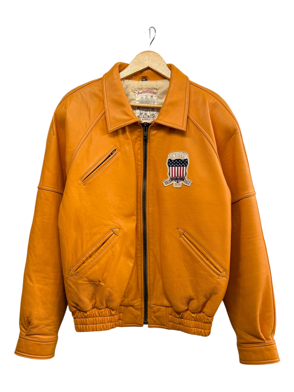 Vintage Avirex USA Orange Leather Jacket