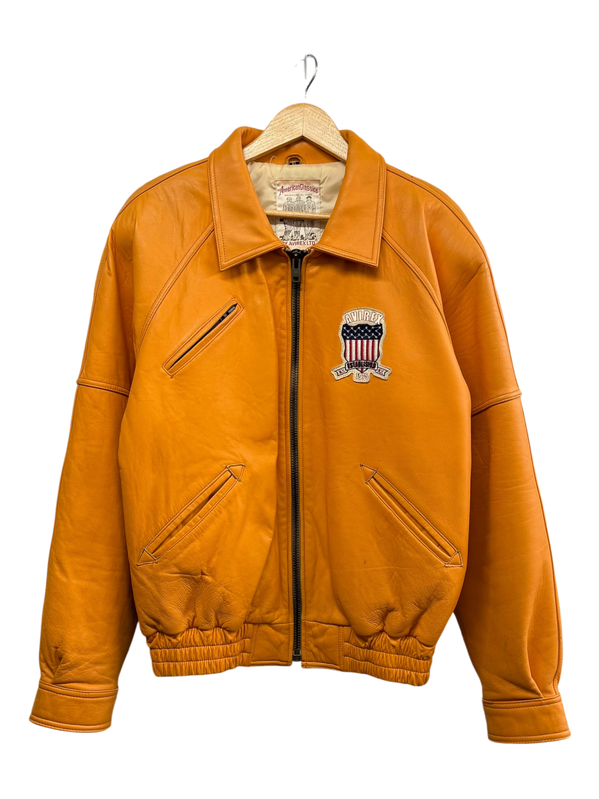 Vintage Avirex USA Orange Leather Jacket