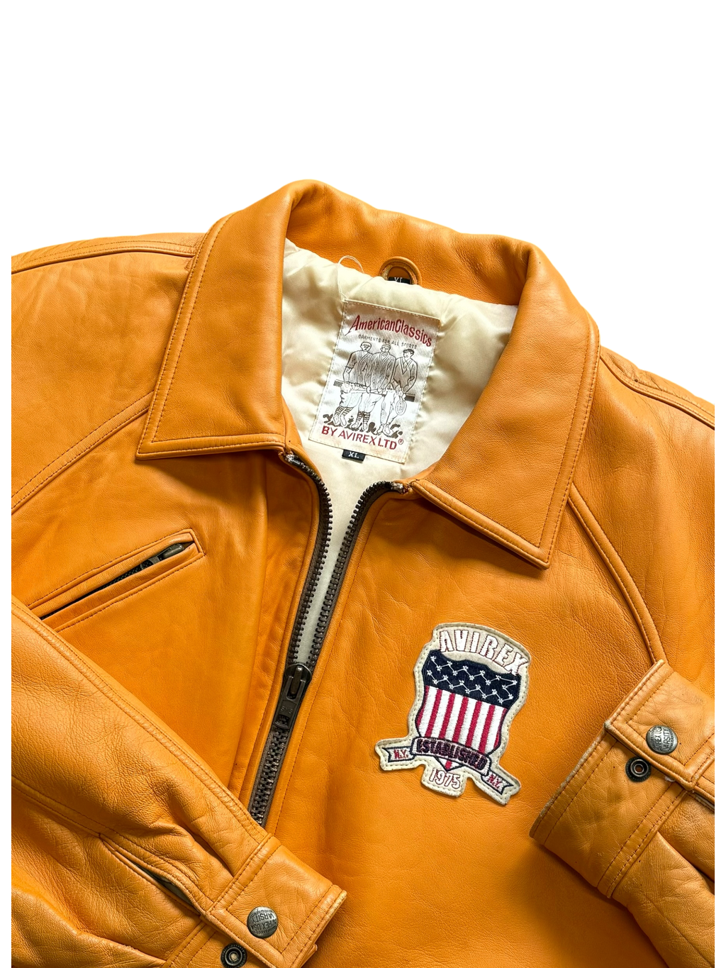 Vintage Avirex USA Orange Leather Jacket