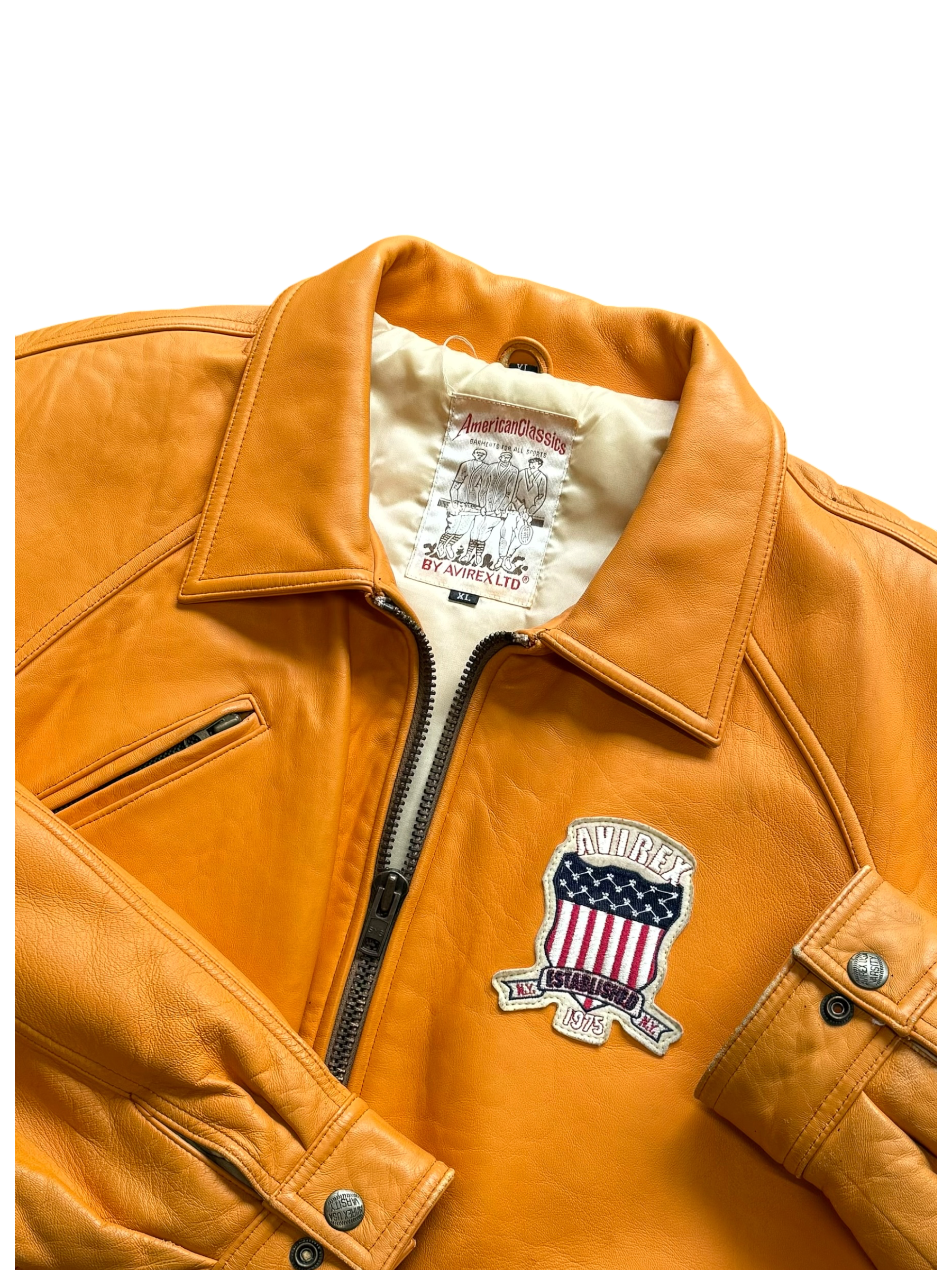 Vintage Avirex USA Orange Leather Jacket