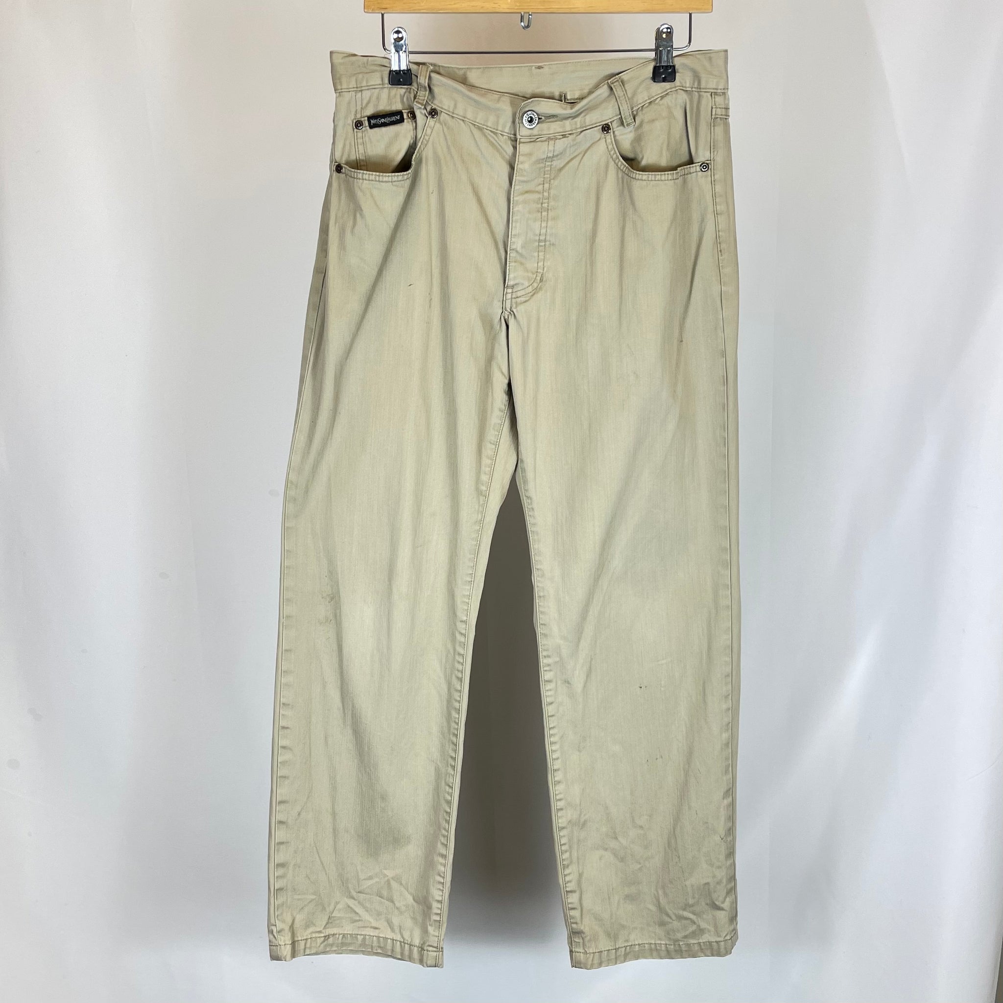 90s YSL Beige Logo Trousers (32)