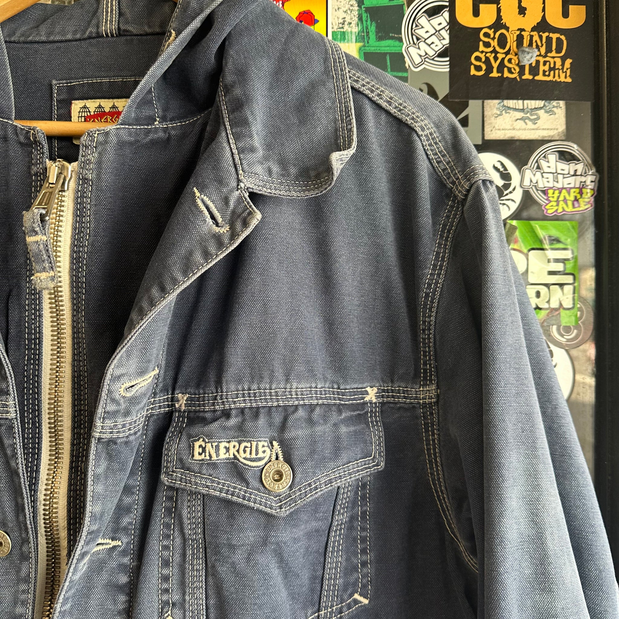 Vintage Energie Zip Hooded Denim Jacket (M)