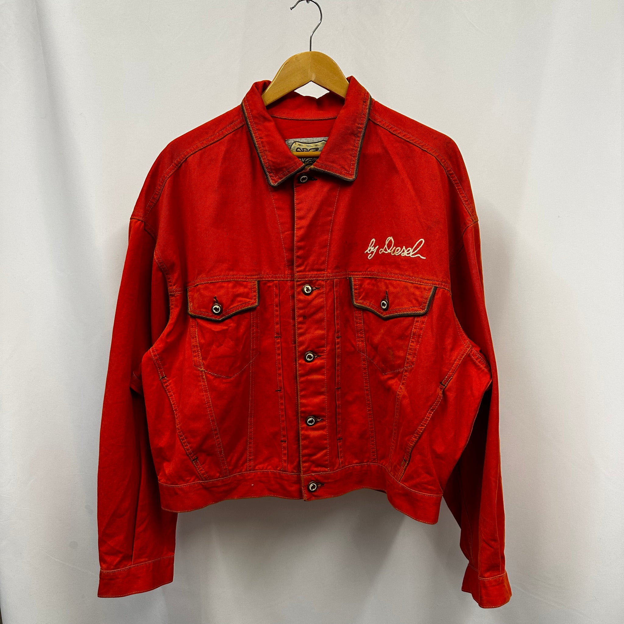 90's Diesel Blood Orange Denim Jacket (XL)