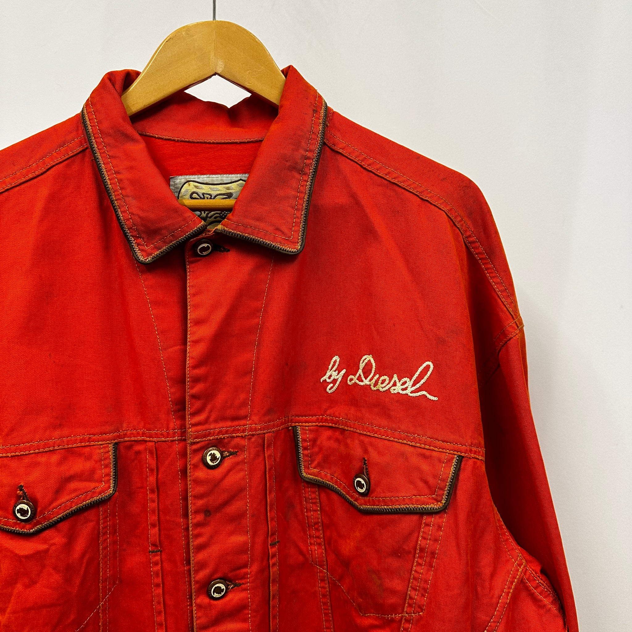 90's Diesel Blood Orange Denim Jacket (XL)