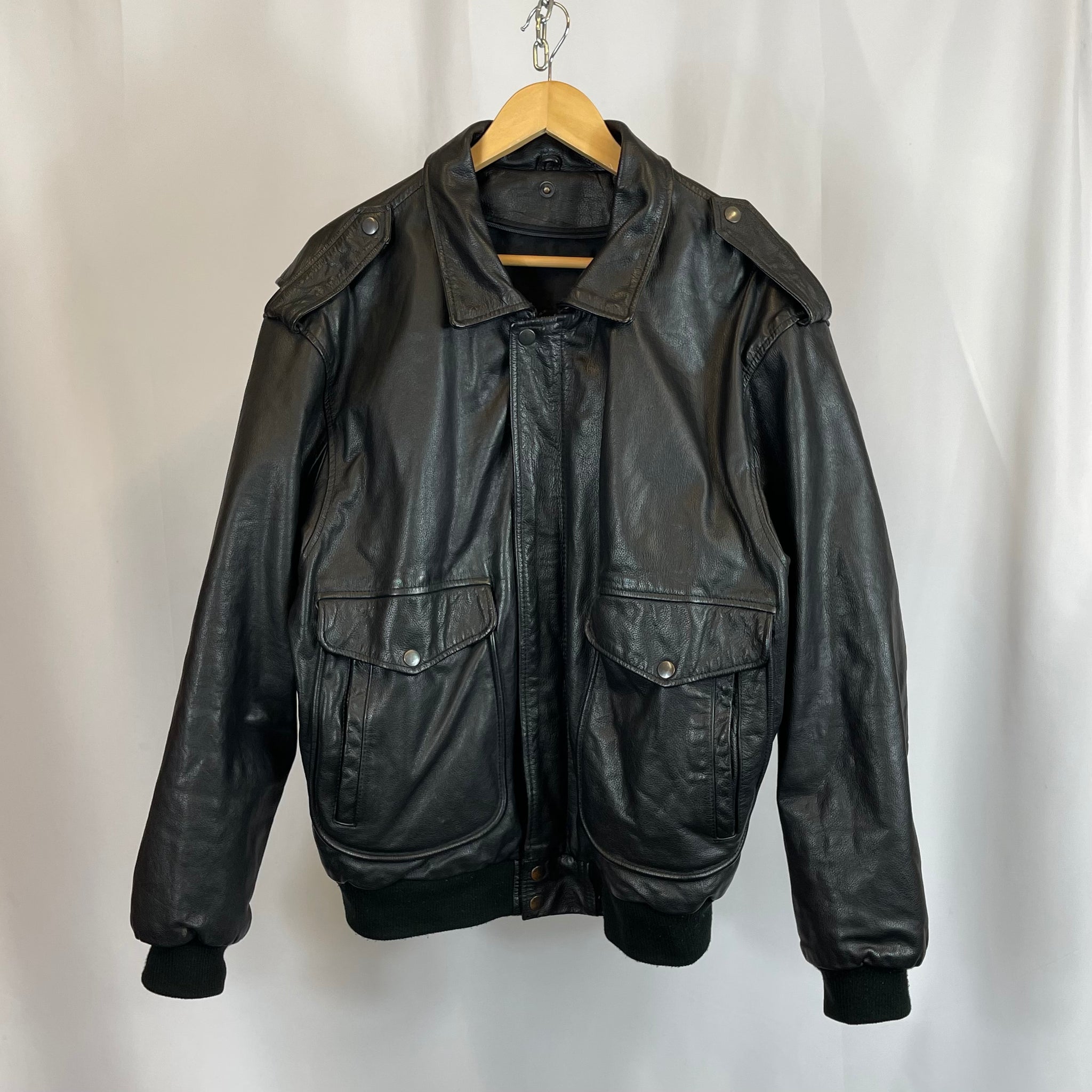 90s Leather Jacket Black (M)