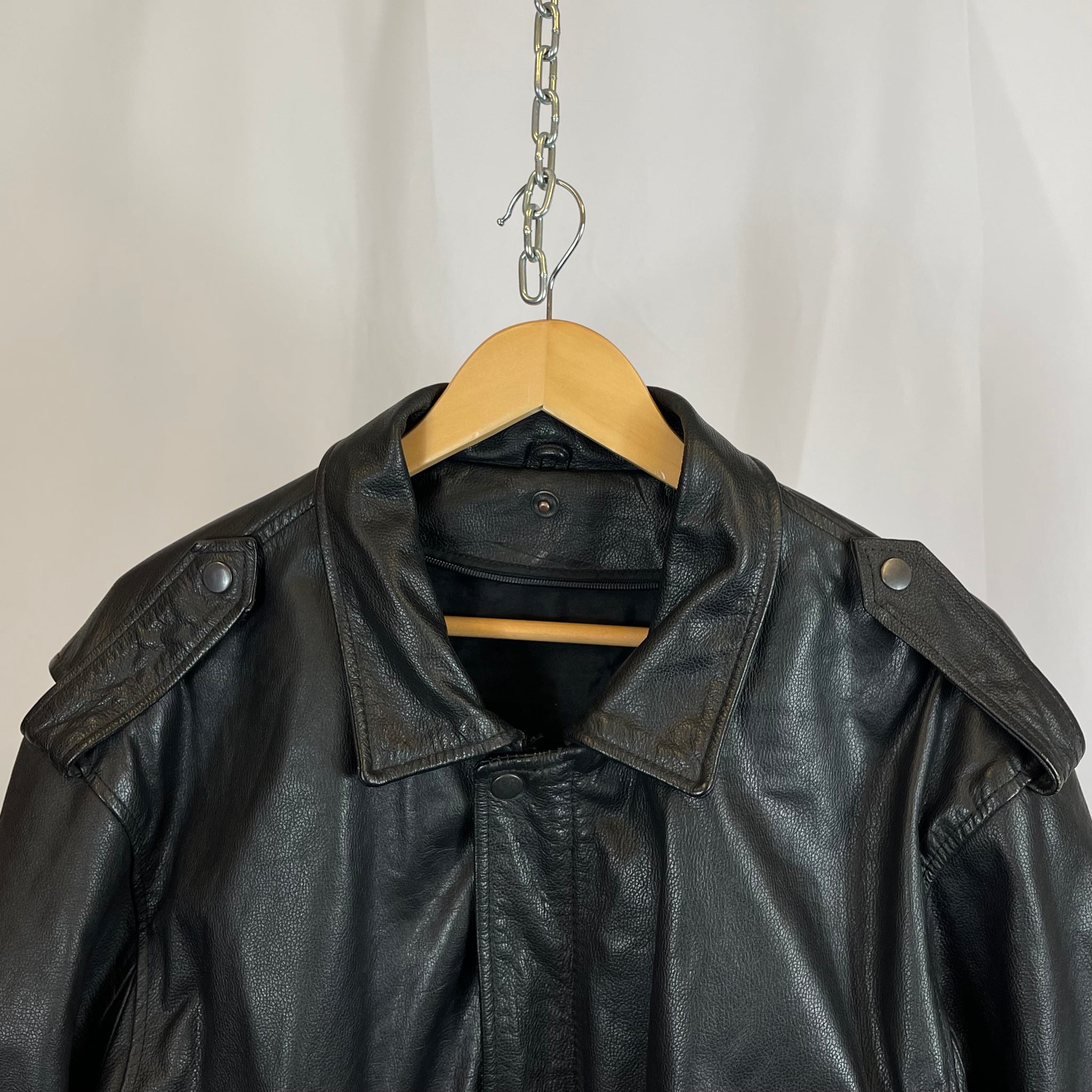 90s Leather Jacket Black (M)