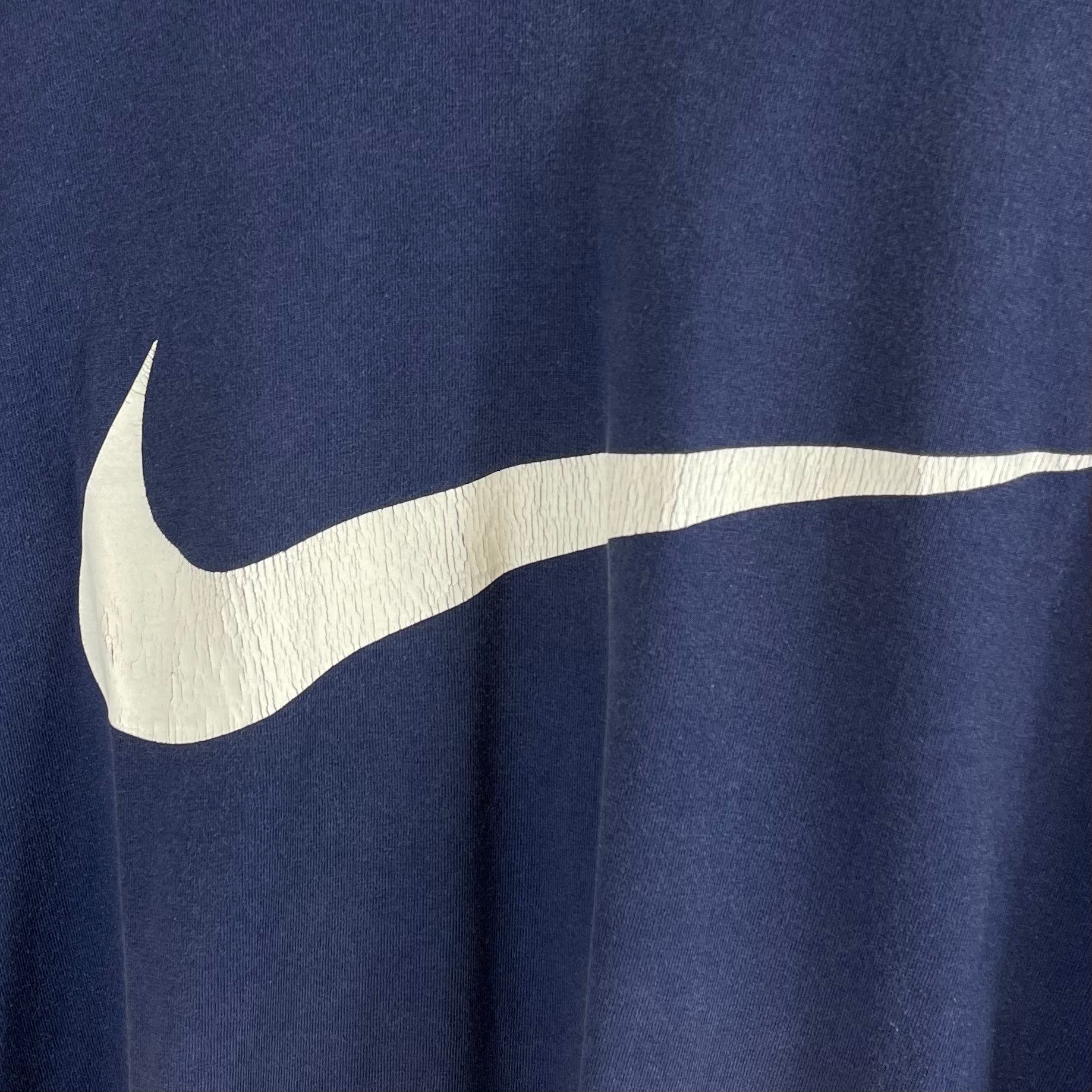 90's Nike Swoosh Navy T-Shirt (XL)