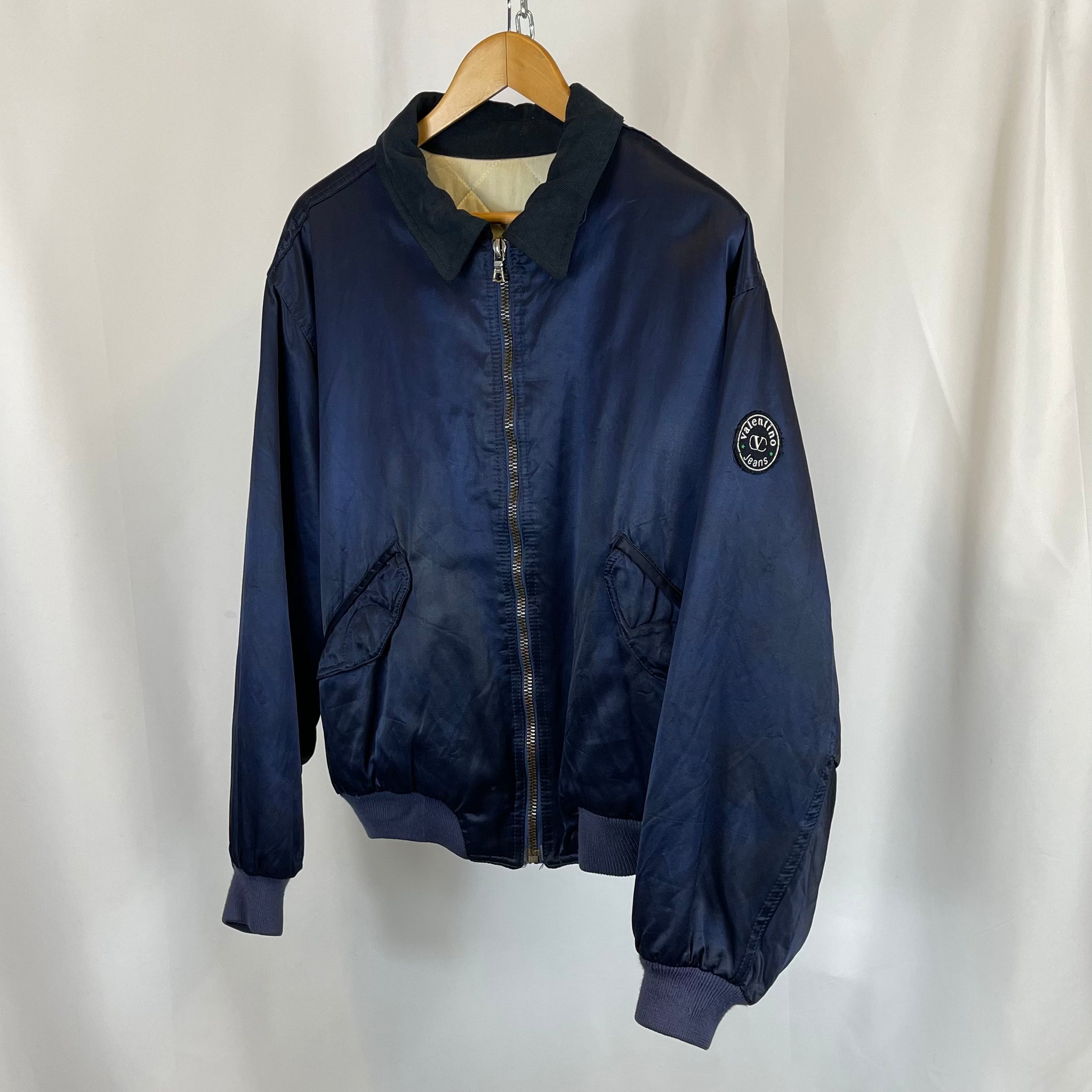 90's Valentino Navy Bomber Jacket (L)