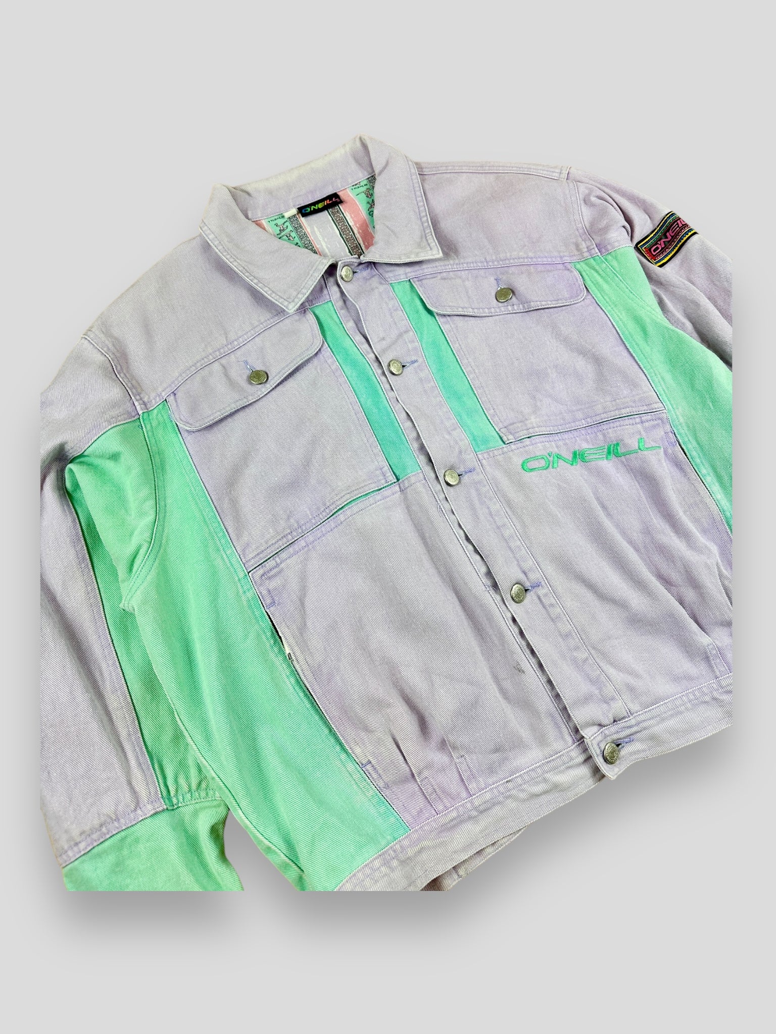 Vintage oneill purple and green denim jacket